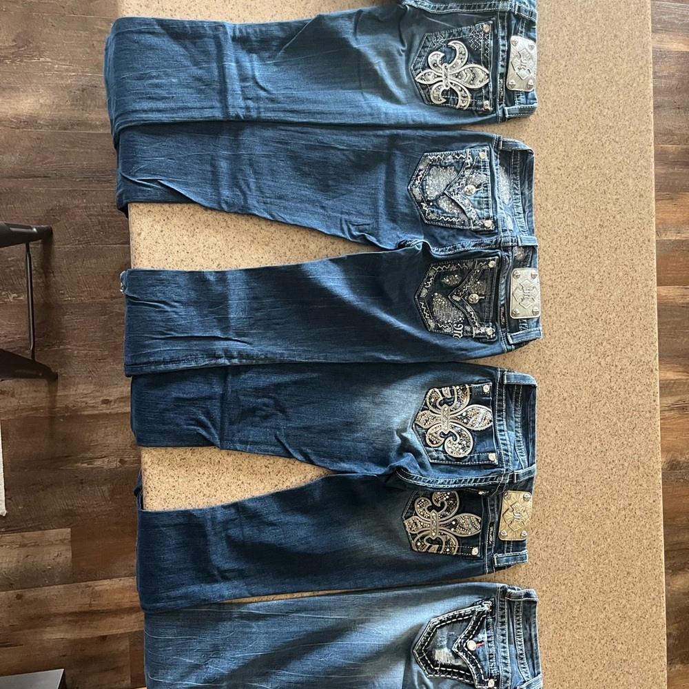 Miss Me Blue Boot Cut Jeans with Embellished Design